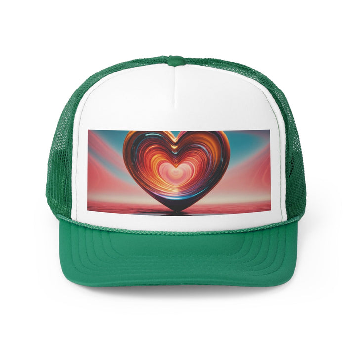 Vibrant Swirling Heart - Trucker Hat - Hats - g(0D·IO) - Green - One size -