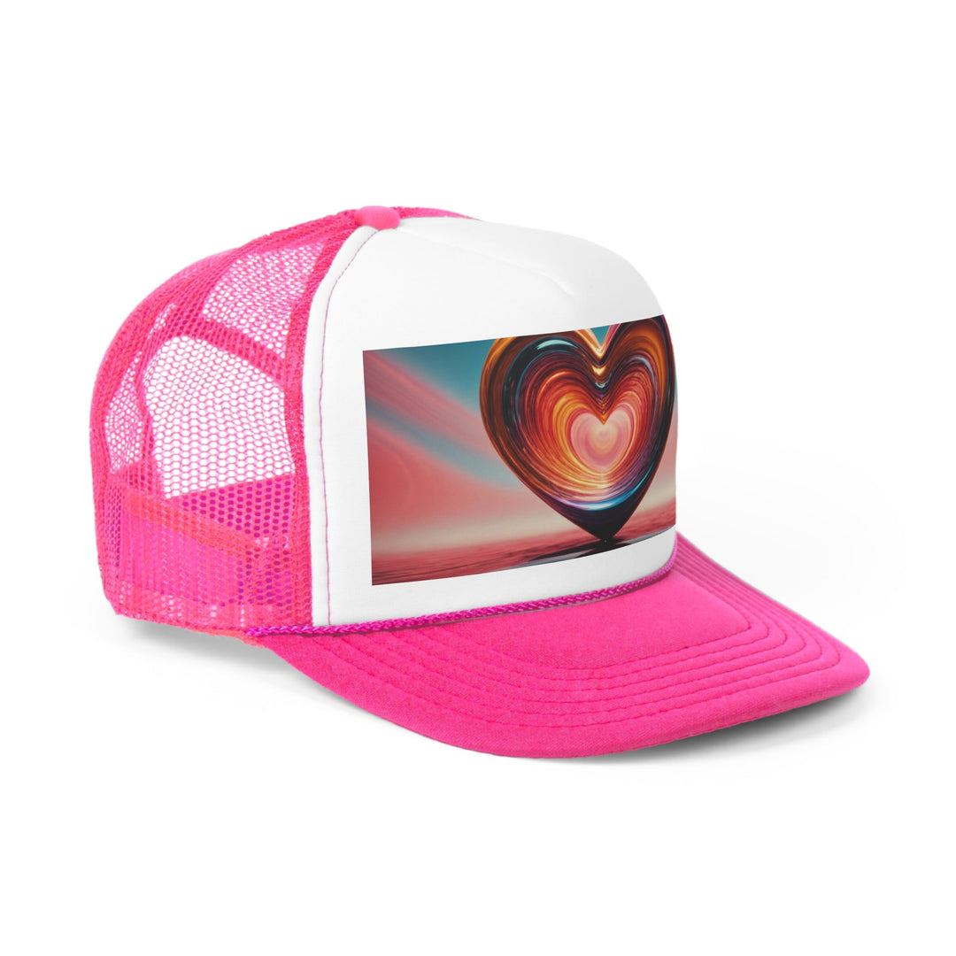 Vibrant Swirling Heart - Trucker Hat - Hats - g(0D·IO) - Pink - One size -