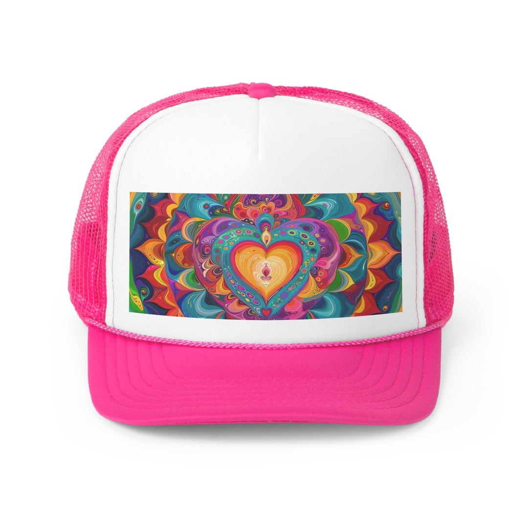 Vibrant Swirling Heart - Trucker Hat - Hats - g(0D·IO) - Pink - One size -