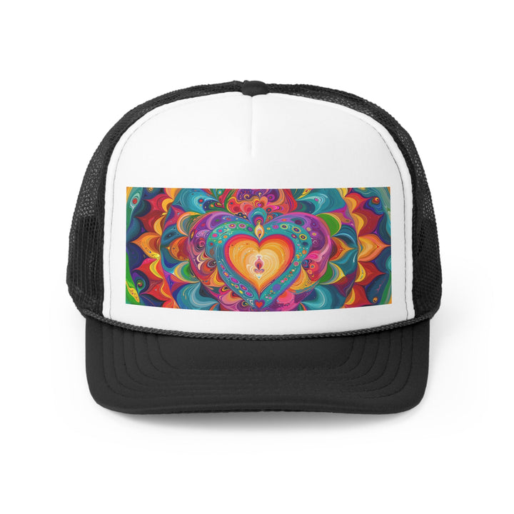 Vibrant Swirling Heart - Trucker Hat - Hats - g(0D·IO) - Black - One size -