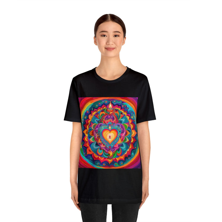 Vibrant Swirling Heart - Unisex Jersey Short Sleeve Tee - T-Shirt - g(0D·IO) - Black - S -