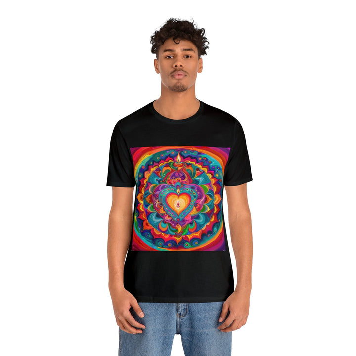 Vibrant Swirling Heart - Unisex Jersey Short Sleeve Tee - T-Shirt - g(0D·IO) - Black - S -