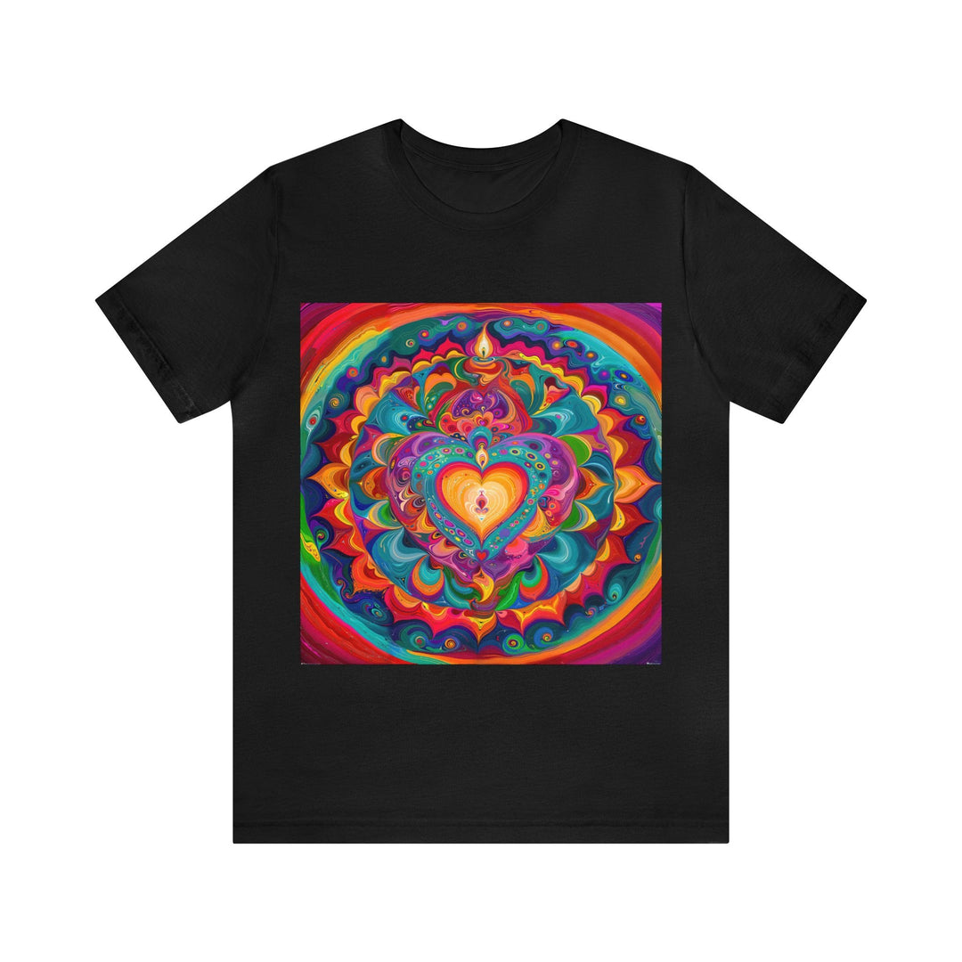 Vibrant Swirling Heart - Unisex Jersey Short Sleeve Tee - T-Shirt - g(0D·IO) - Black - S -