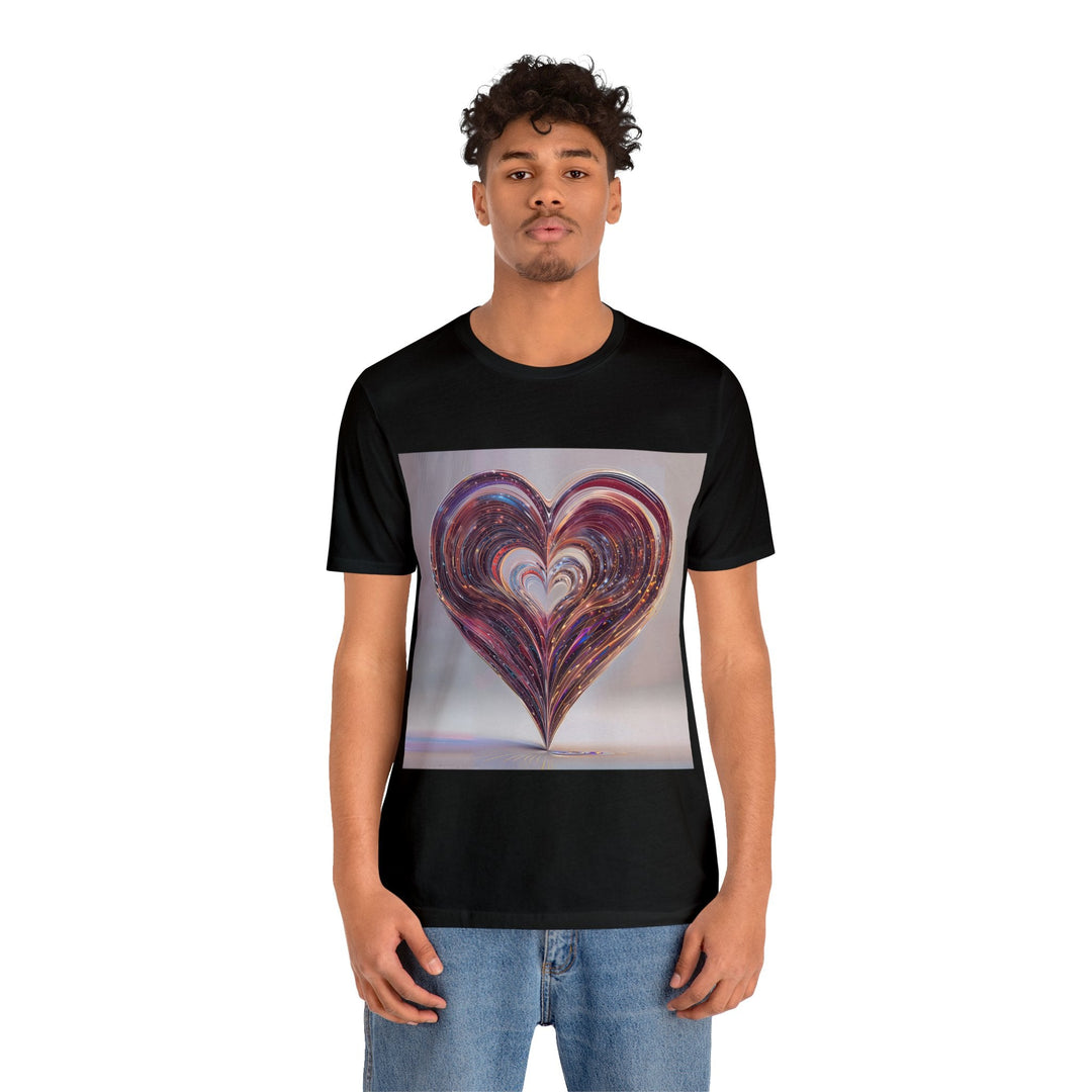 Vibrant Swirling Heart - Unisex Jersey Short Sleeve Tee - T-Shirt - g(0D·IO) - Black - S -