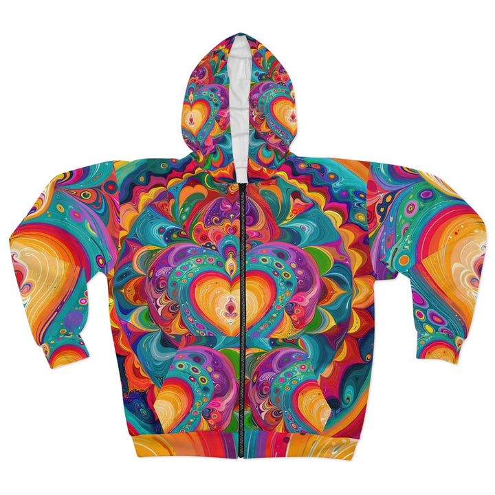 Vibrant Swirling Heart - Unisex Zip Hoodie - All Over Prints - g(0D·IO) - XS - -