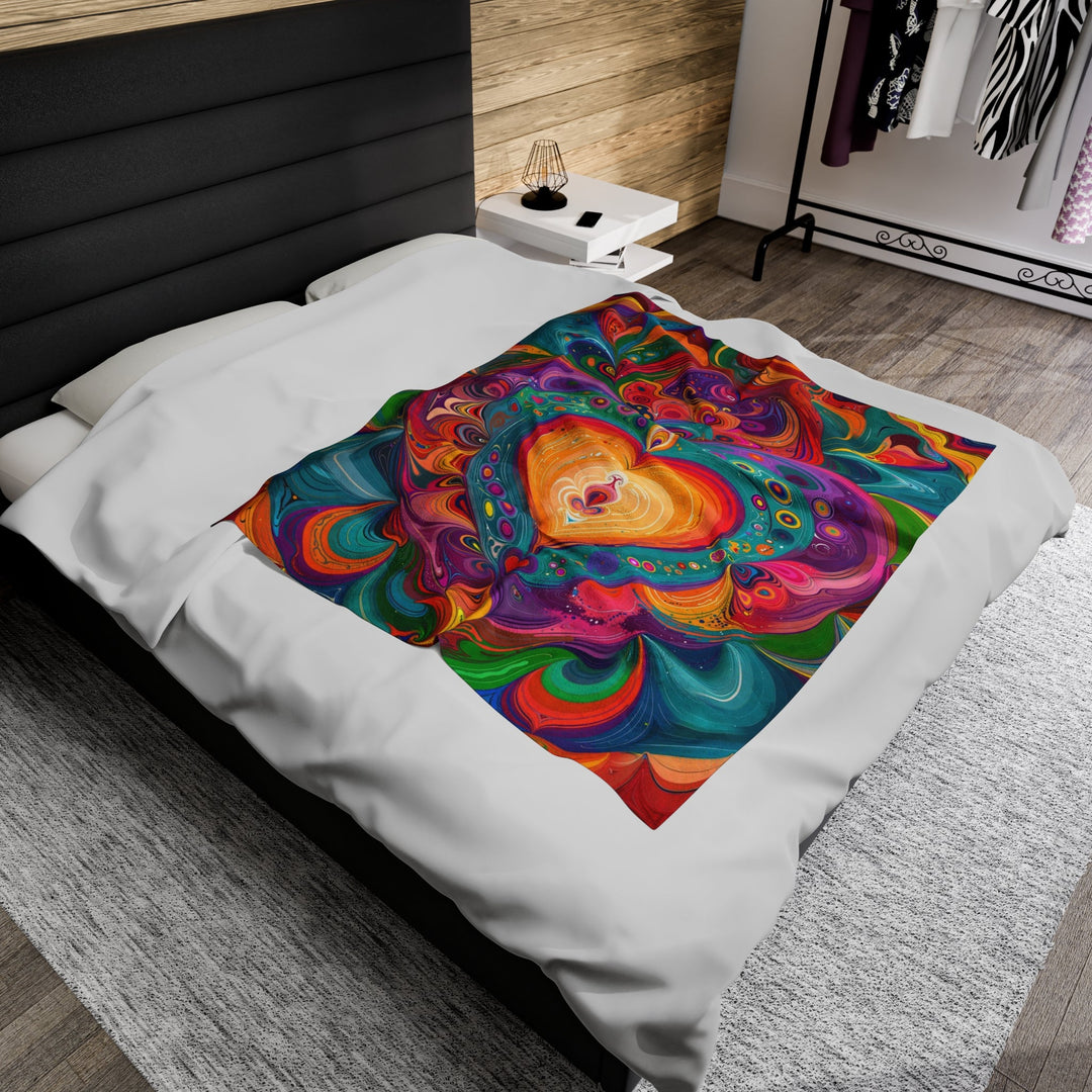 Vibrant Swirling Heart - Velveteen Plush Blanket - All Over Prints - g(0D·IO) - 30" × 40" - -