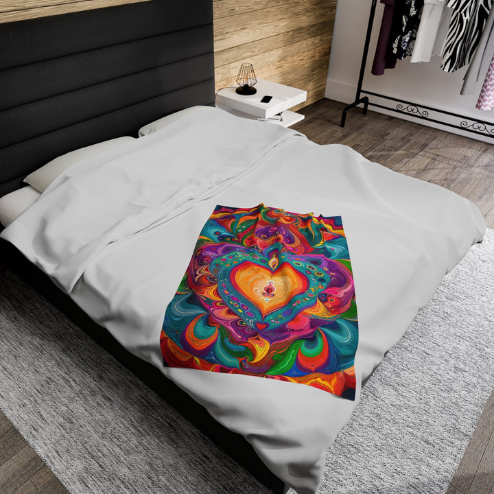 Vibrant Swirling Heart - Velveteen Plush Blanket - All Over Prints - g(0D·IO) - 30" × 40" - -