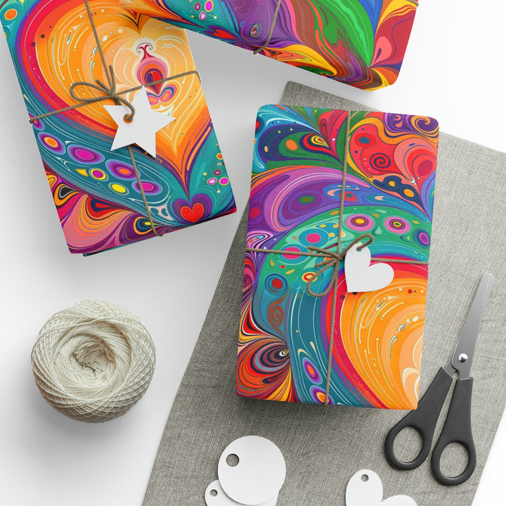 Vibrant Swirling Heart - Wrapping Paper - Home Decor - g(0D·IO) - 30'' x 72'' - Matte -