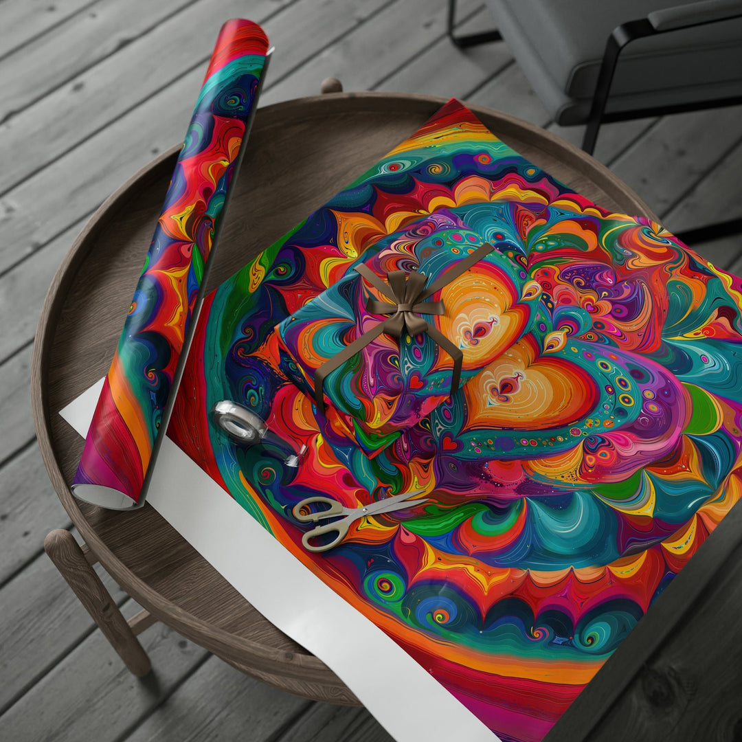 Vibrant Swirling Heart - Wrapping Paper - Home Decor - g(0D·IO) - 30'' x 72'' - Matte -