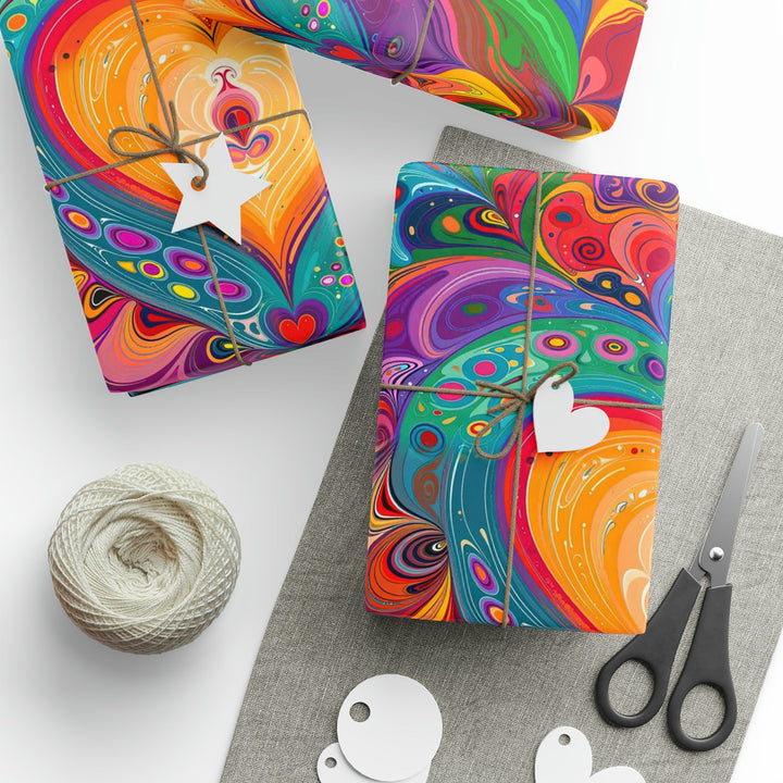 Vibrant Swirling Heart - Wrapping Paper - Home Decor - g(0D·IO) - 30'' x 72'' - Matte -