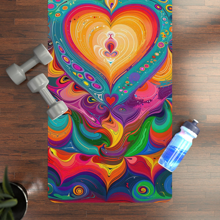 Vibrant Swirling Heart - Yoga Mat - Home Decor - g(0D·IO) - 24” x 68” - -