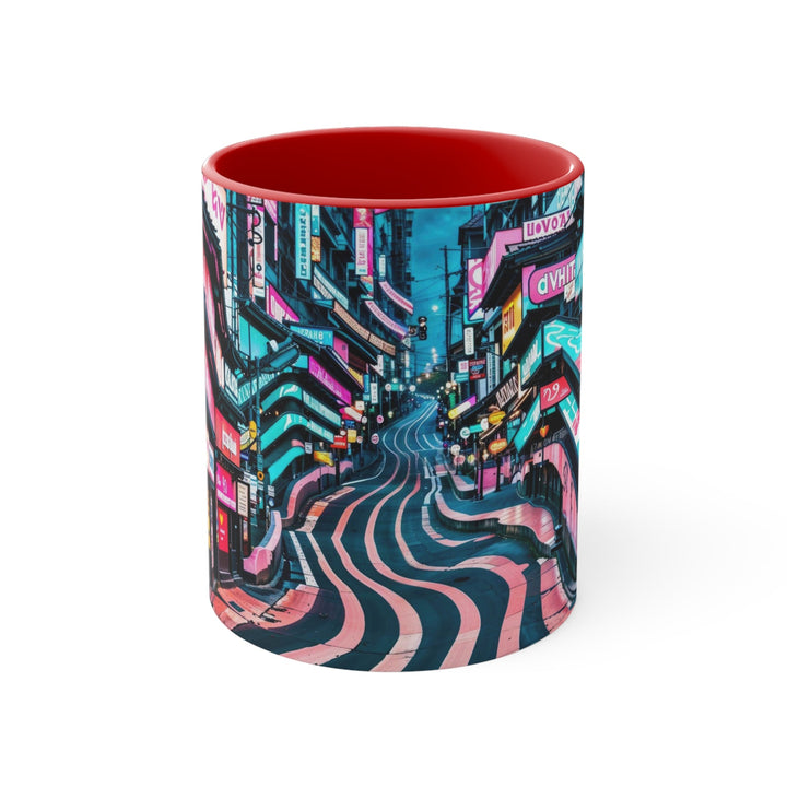 Vibrant Urban Waves - Accent Coffee Mug - Mug - g(0D·IO) - Red - 11oz -