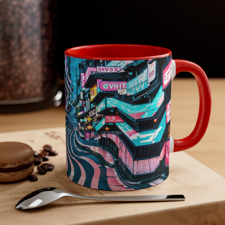 Vibrant Urban Waves - Accent Coffee Mug - Mug - g(0D·IO) - Pink - 11oz -