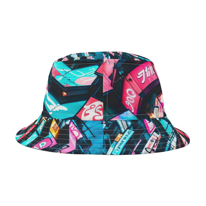 Vibrant Urban Waves - Bucket Hat - Hats - g(0D·IO) - Large - White stitching -