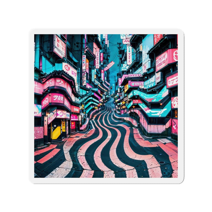 Vibrant Urban Waves - Die-cut Magnet - Home Decor - g(0D·IO) - 4" x 4" - Die-Cut - 1 pc