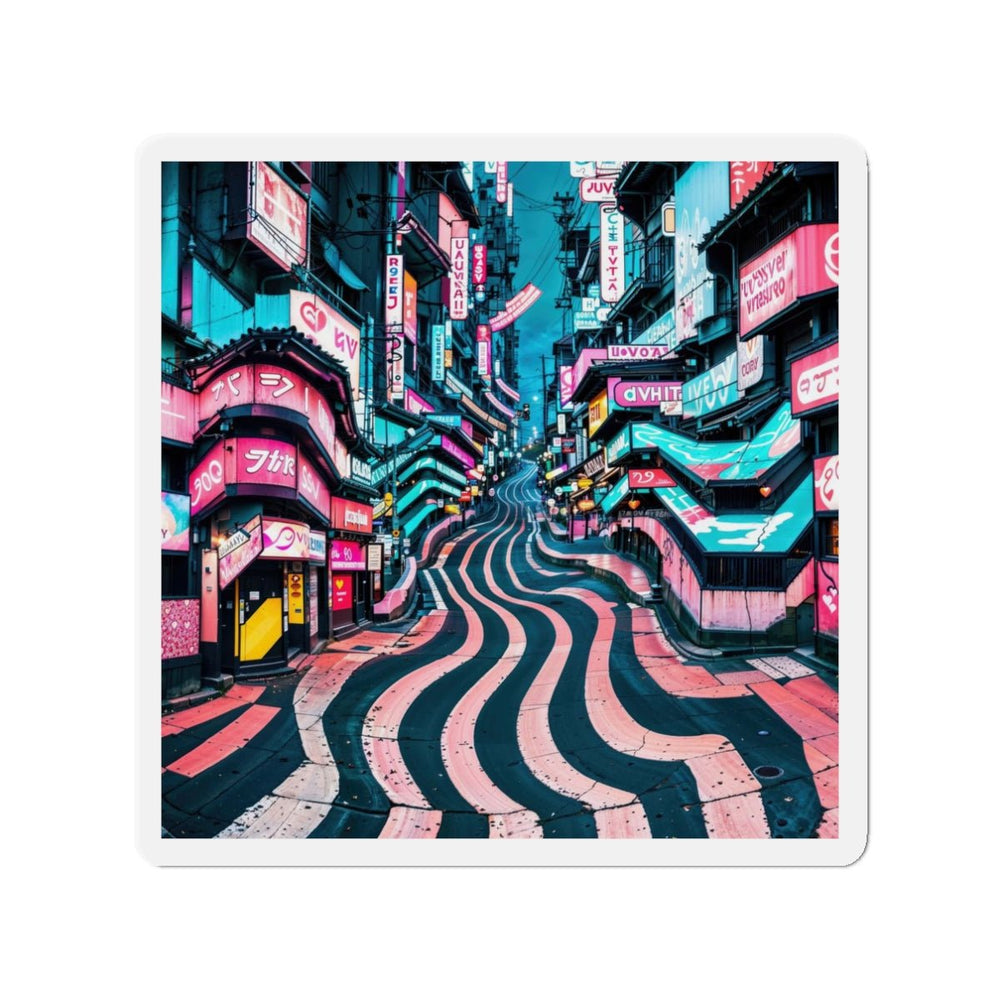 Vibrant Urban Waves - Die-cut Magnet - Home Decor - g(0D·IO) - 3" x 3" - Die-Cut - 1 pc