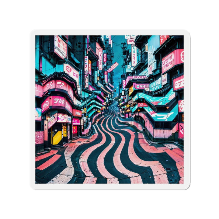 Vibrant Urban Waves - Die-cut Magnet - Home Decor - g(0D·IO) - 3" x 3" - Die-Cut - 1 pc