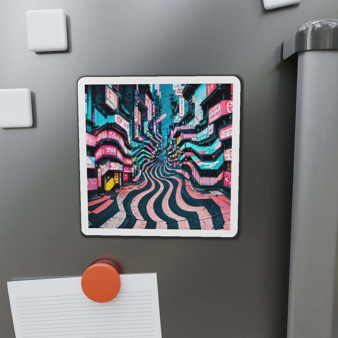 Vibrant Urban Waves - Die-cut Magnet - Home Decor - g(0D·IO) - 6 × 6" - Die-Cut - 1 pc