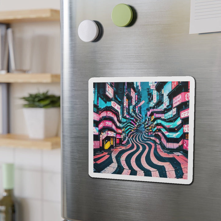 Vibrant Urban Waves - Die-cut Magnet - Home Decor - g(0D·IO) - 6 × 6" - Die-Cut - 1 pc