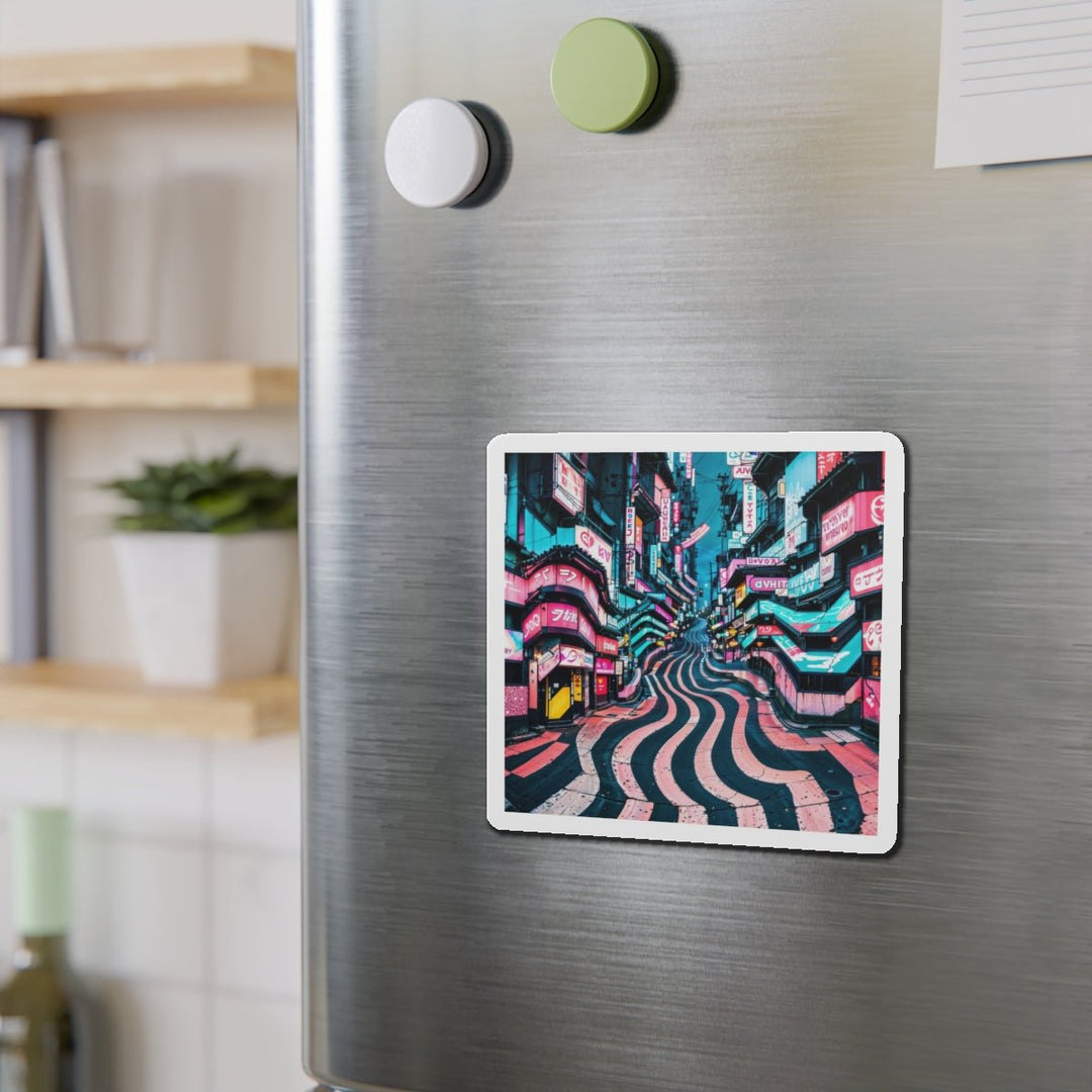 Vibrant Urban Waves - Die-cut Magnet - Home Decor - g(0D·IO) - 6 × 6" - Die-Cut - 1 pc