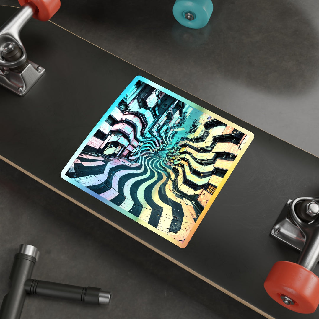 Vibrant Urban Waves - Holographic Die-Cut Sticker - Paper products - g(0D·IO) - 5" × 5" - Die-Cut - Holographic