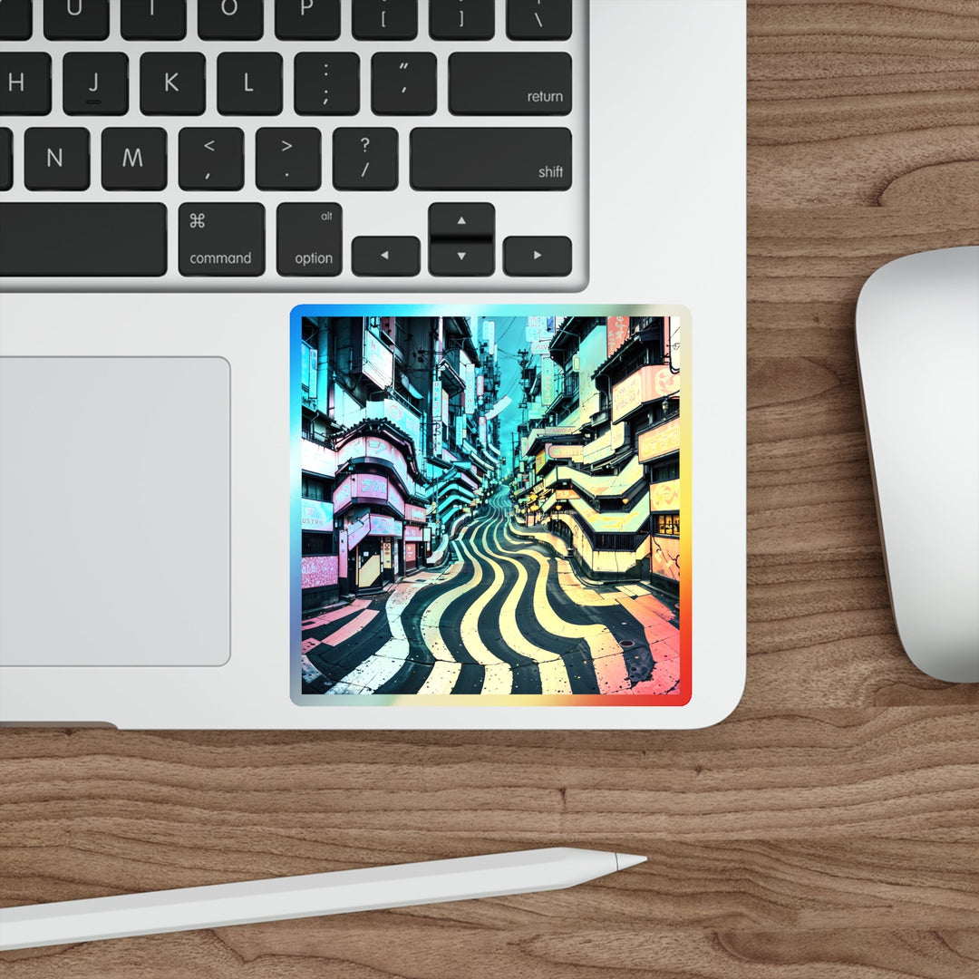 Vibrant Urban Waves - Holographic Die-Cut Sticker - Paper products - g(0D·IO) - 5" × 5" - Die-Cut - Holographic