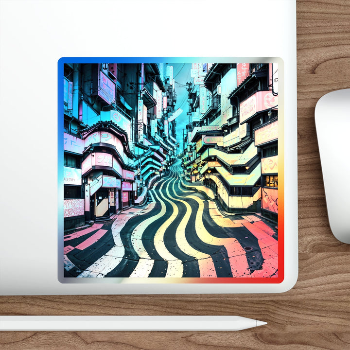 Vibrant Urban Waves - Holographic Die-Cut Sticker - Paper products - g(0D·IO) - 5" × 5" - Die-Cut - Holographic