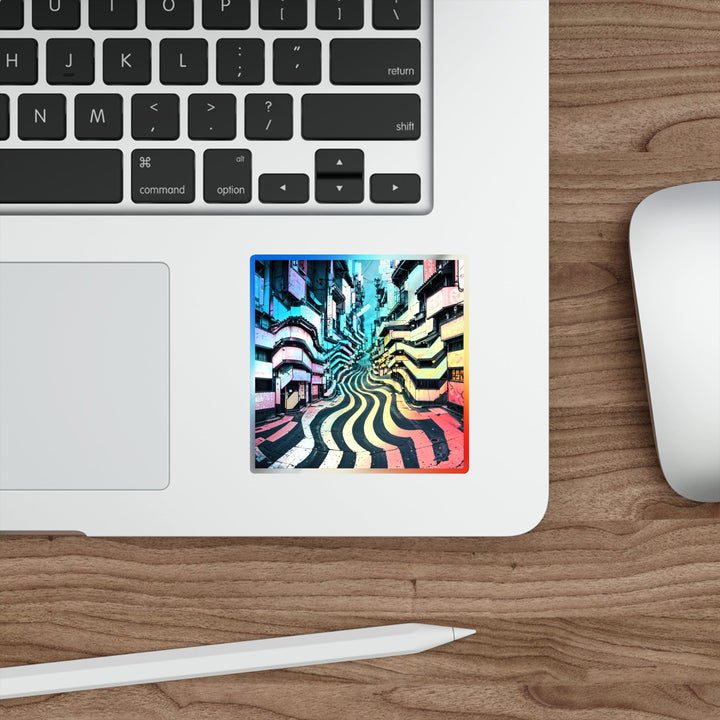 Vibrant Urban Waves - Holographic Die-Cut Sticker - Paper products - g(0D·IO) - 5" × 5" - Die-Cut - Holographic