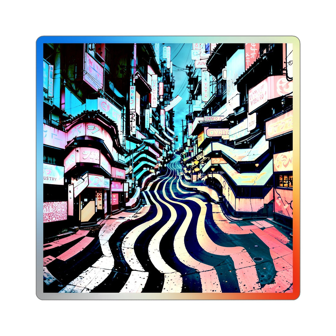 Vibrant Urban Waves - Holographic Die-Cut Sticker - Paper products - g(0D·IO) - 4" × 4" - Die-Cut - Holographic