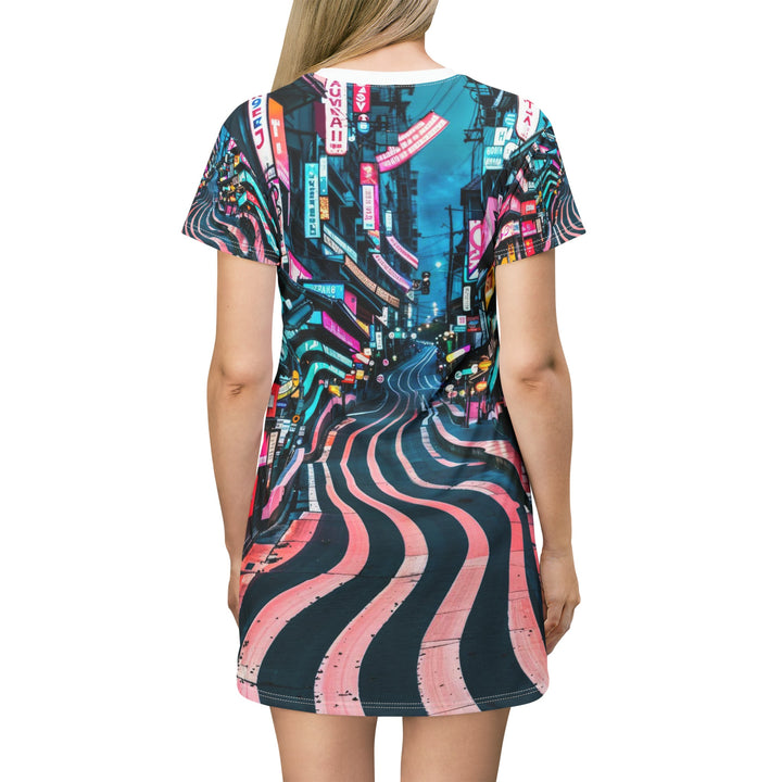 Vibrant Urban Waves - T-Shirt Dress - All Over Prints - g(0D·IO) - XS - -