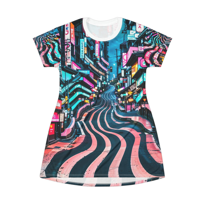 Vibrant Urban Waves - T-Shirt Dress - All Over Prints - g(0D·IO) - XS - -