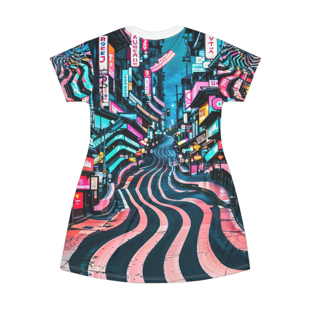 Vibrant Urban Waves - T-Shirt Dress - All Over Prints - g(0D·IO) - XS - -