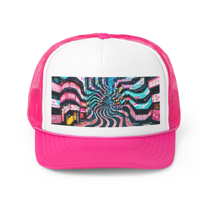 Vibrant Urban Waves - Trucker Hat - Hats - g(0D·IO) - Pink - One size -