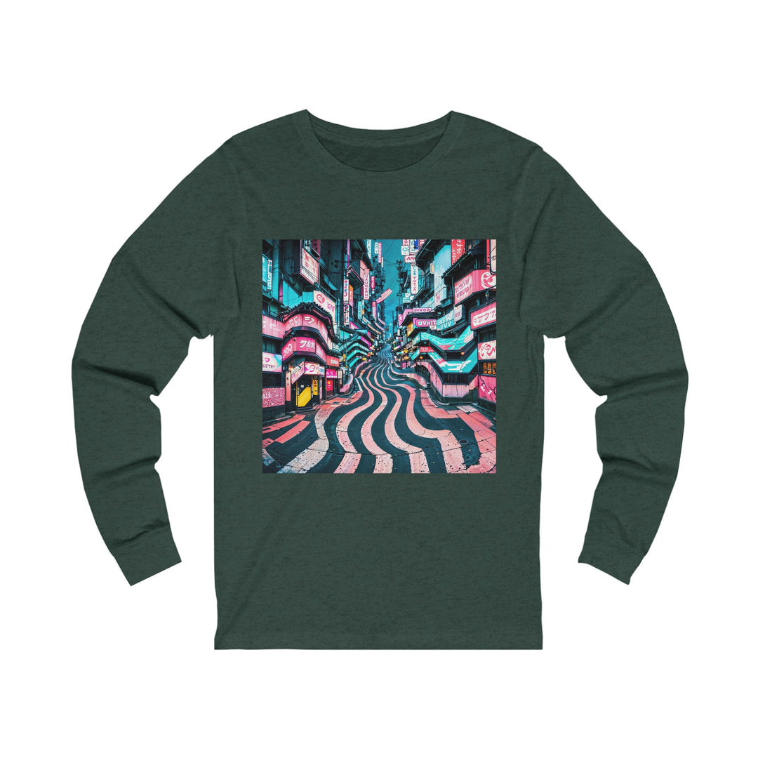 Vibrant Urban Waves - Unisex Jersey Long Sleeve Tee - Long-sleeve - g(0D·IO) - S - Heather Forest -