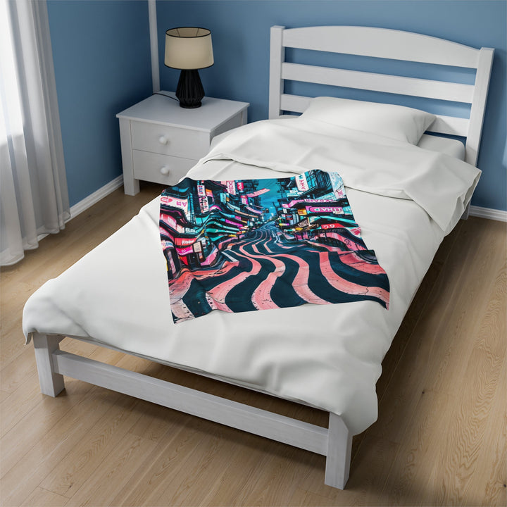 Vibrant Urban Waves - Velveteen Plush Blanket - All Over Prints - g(0D·IO) - 60" × 80" - -