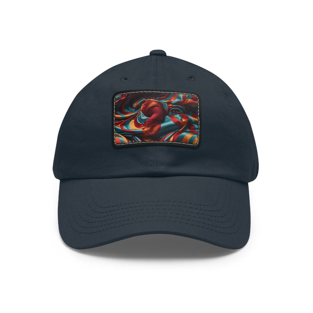 Vivid Silk Swirls - Dad Hat - Hats - g(0D·IO) - Navy / Black patch - Rectangle - One size