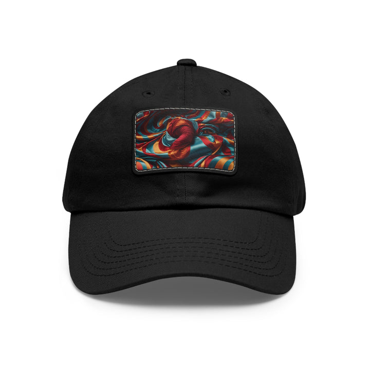 Vivid Silk Swirls - Dad Hat - Hats - g(0D·IO) - Black / Black patch - Rectangle - One size