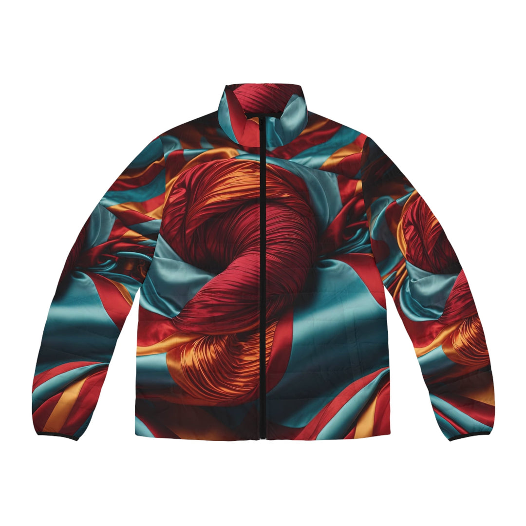 Vivid Silk Swirls - Puffer Jacket - All Over Prints - g(0D·IO) - S - Black zipper -