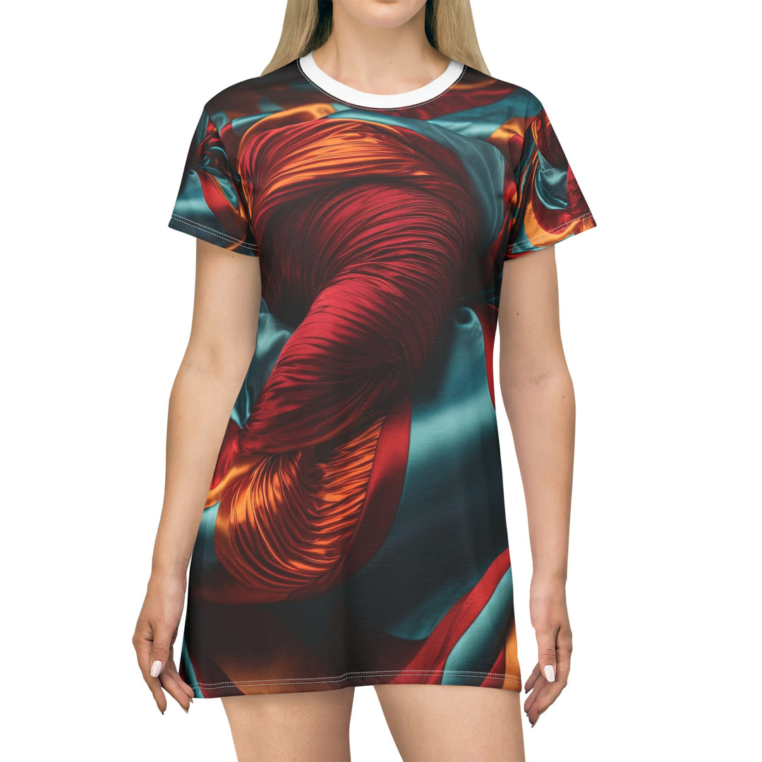 Vivid Silk Swirls - T-Shirt Dress - All Over Prints - g(0D·IO) - XS - -