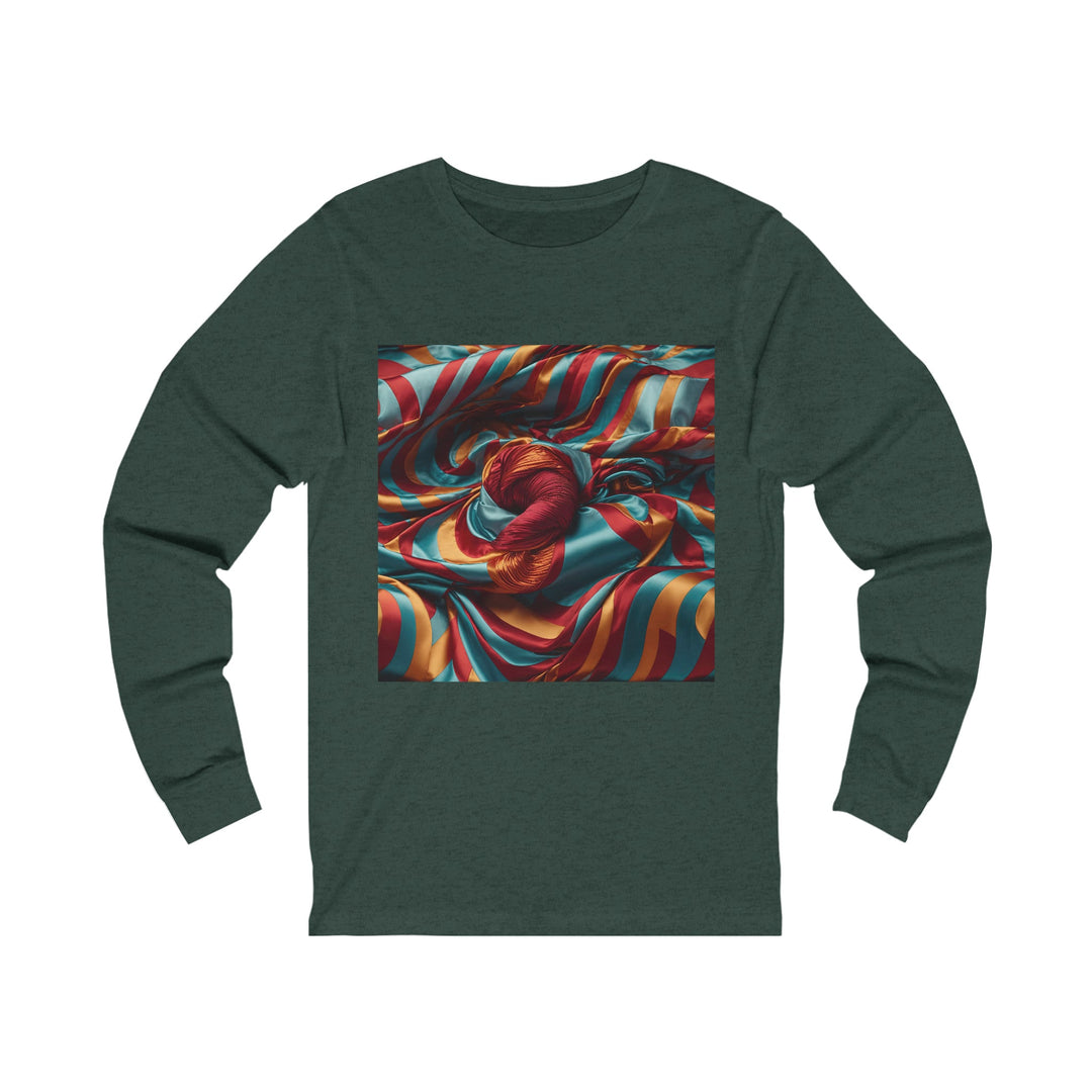 Vivid Silk Swirls - Unisex Jersey Long Sleeve Tee - Long-sleeve - g(0D·IO) - S - Heather Forest -