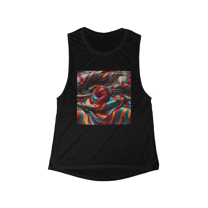 Vivid Silk Swirls - Women's Flowy Scoop Muscle Tank - Tank Top - g(0D·IO) - S - Black -