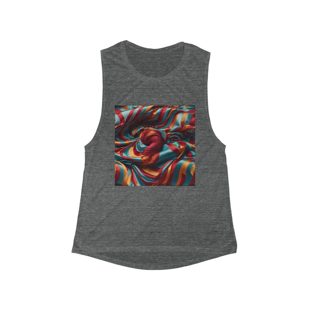 Vivid Silk Swirls - Women's Flowy Scoop Muscle Tank - Tank Top - g(0D·IO) - S - Asphalt Slub -