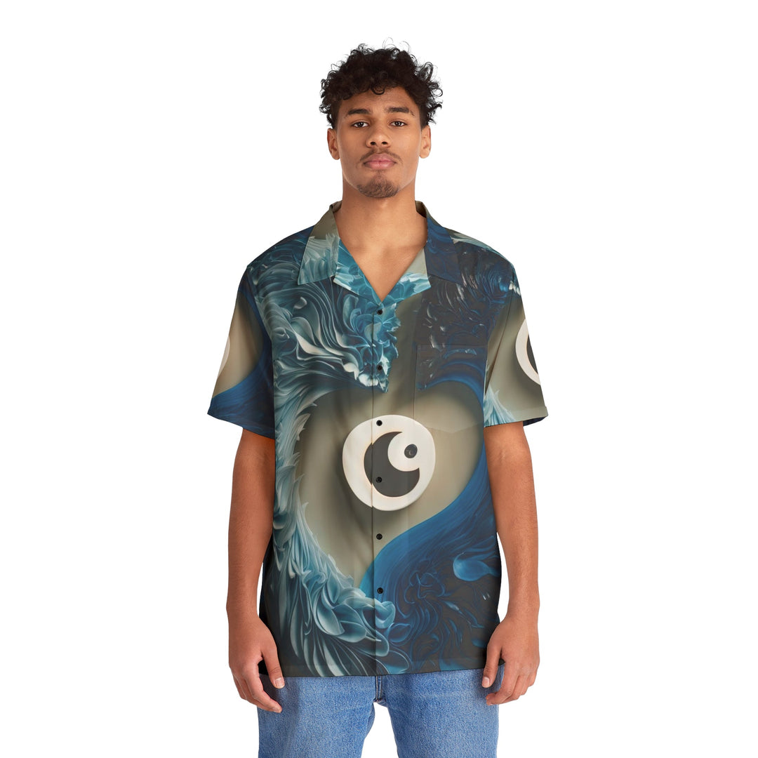 Yin Yang Harmony - Men's Hawaiian Shirt - All Over Prints - g(0D·IO) - S - Black -