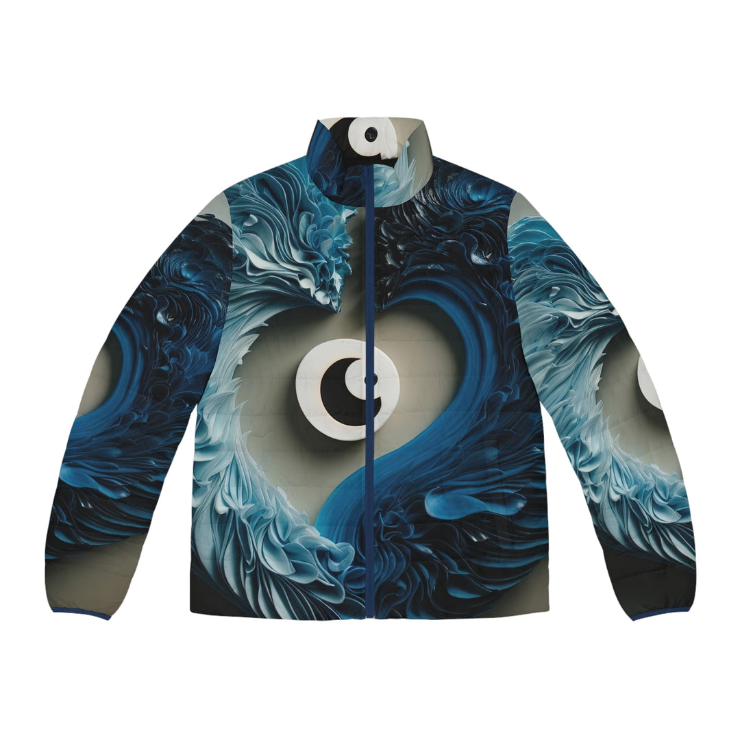 Yin Yang Harmony - Puffer Jacket - All Over Prints - g(0D·IO) - S - Dark blue zipper -